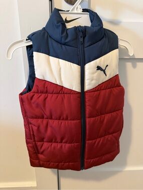 Puma Kids Colorblock Puffer Vest - Navy, White, Red